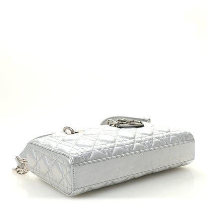 Christian Dior Iridescent Metallic  Lambskin Cannage Medium Lady D-Joy Silver 4 of 10