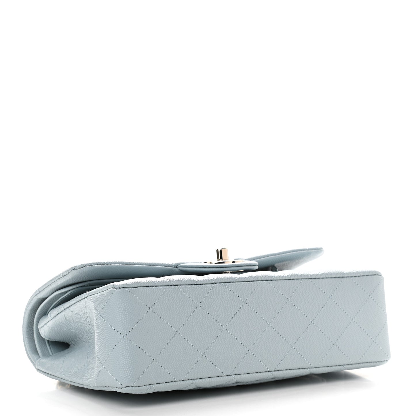 Caviar Quilted Small Double Flap Light Blue