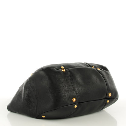 Prada Vitello Daino Pushlock Tote Black 4 of 9