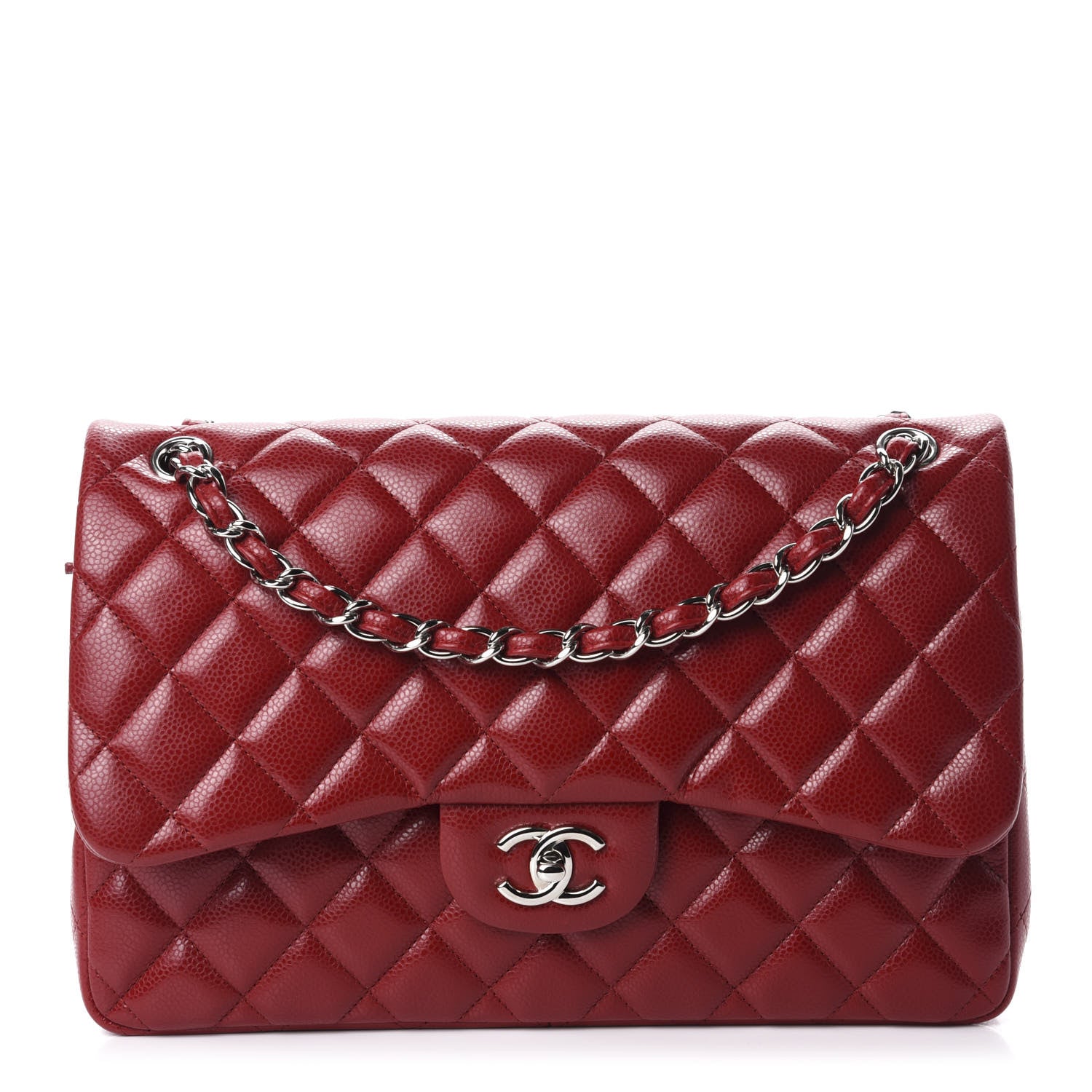 Chanel Caviar Quilted Jumbo Double Flap Red 1 of 11
