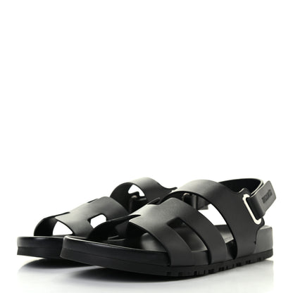 Hermes Calfskin Womens Takara Sandals 38.5 Black 3 of 8