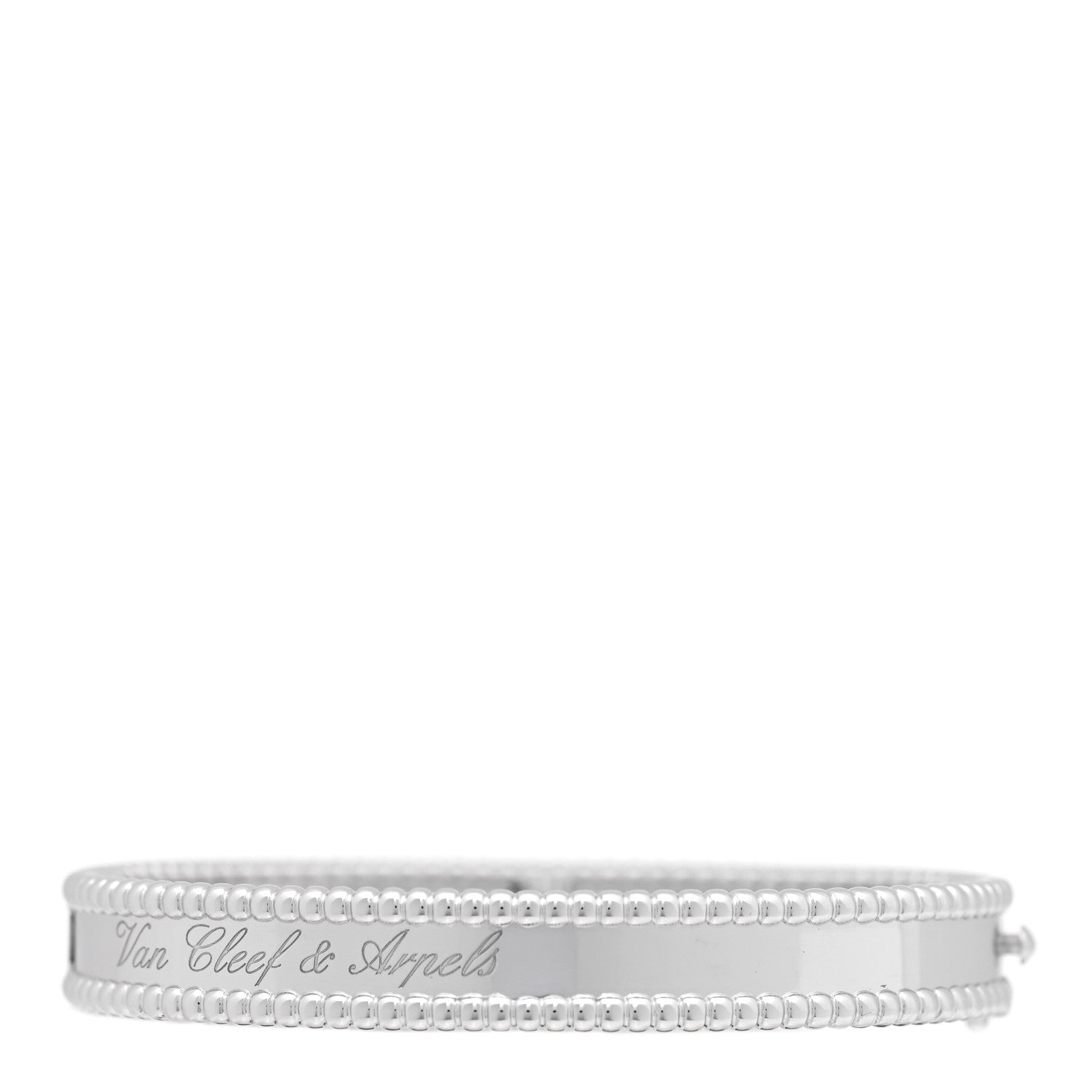Van Cleef & Arpels 18K White Gold Perlee Signature Bangle Bracelet XS 2 of 4