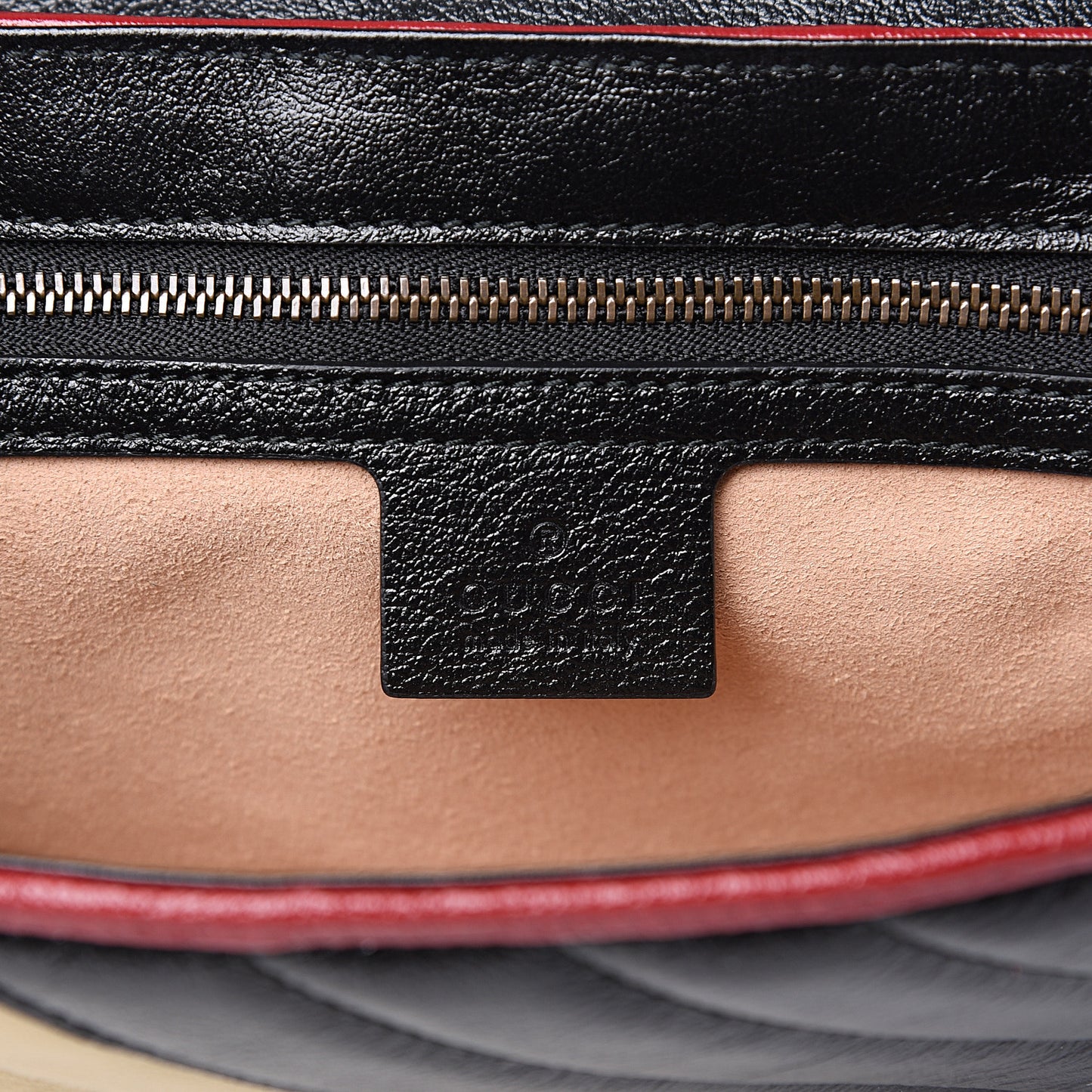 Vintage Effect Calfskin Matelasse Diagonal Striped Small Torchon GG Marmont Shoulder Bag Black Beige