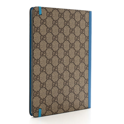 Gucci X DISNEY GG Supreme Monogram Textured Dollar Calfskin Donald Duck Notebook Beige Ebony Blue 3 of 7