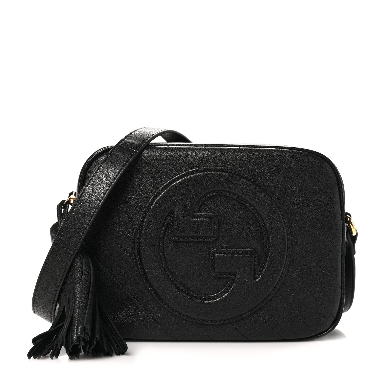 Gucci Sakai Be Green Calfskin Diagonal Stitched Small Blondie Shoulder Bag Black 1 of 10