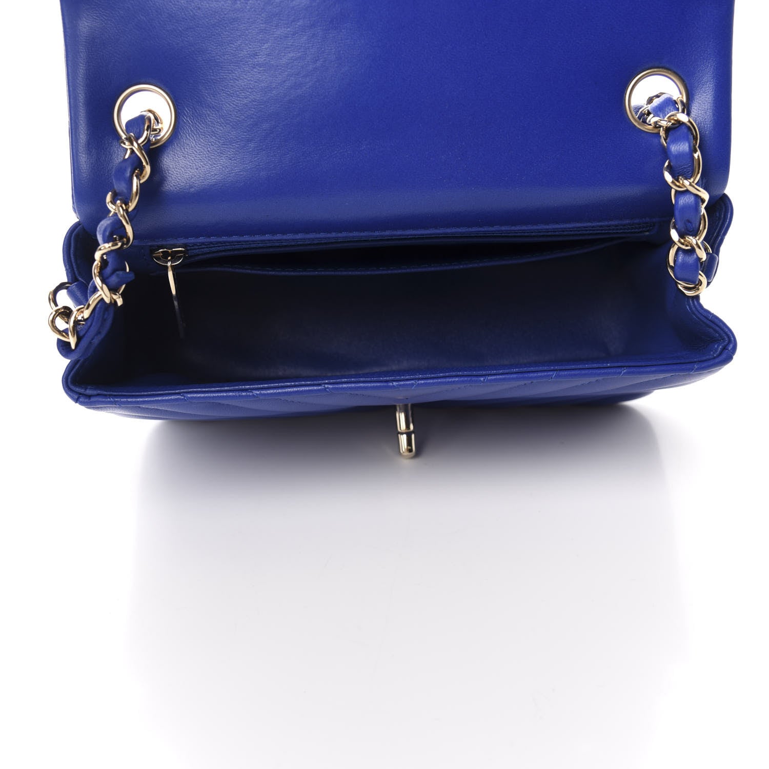 Chanel Lambskin Chevron Quilted Mini Rectangular Flap Blue 5 of 11