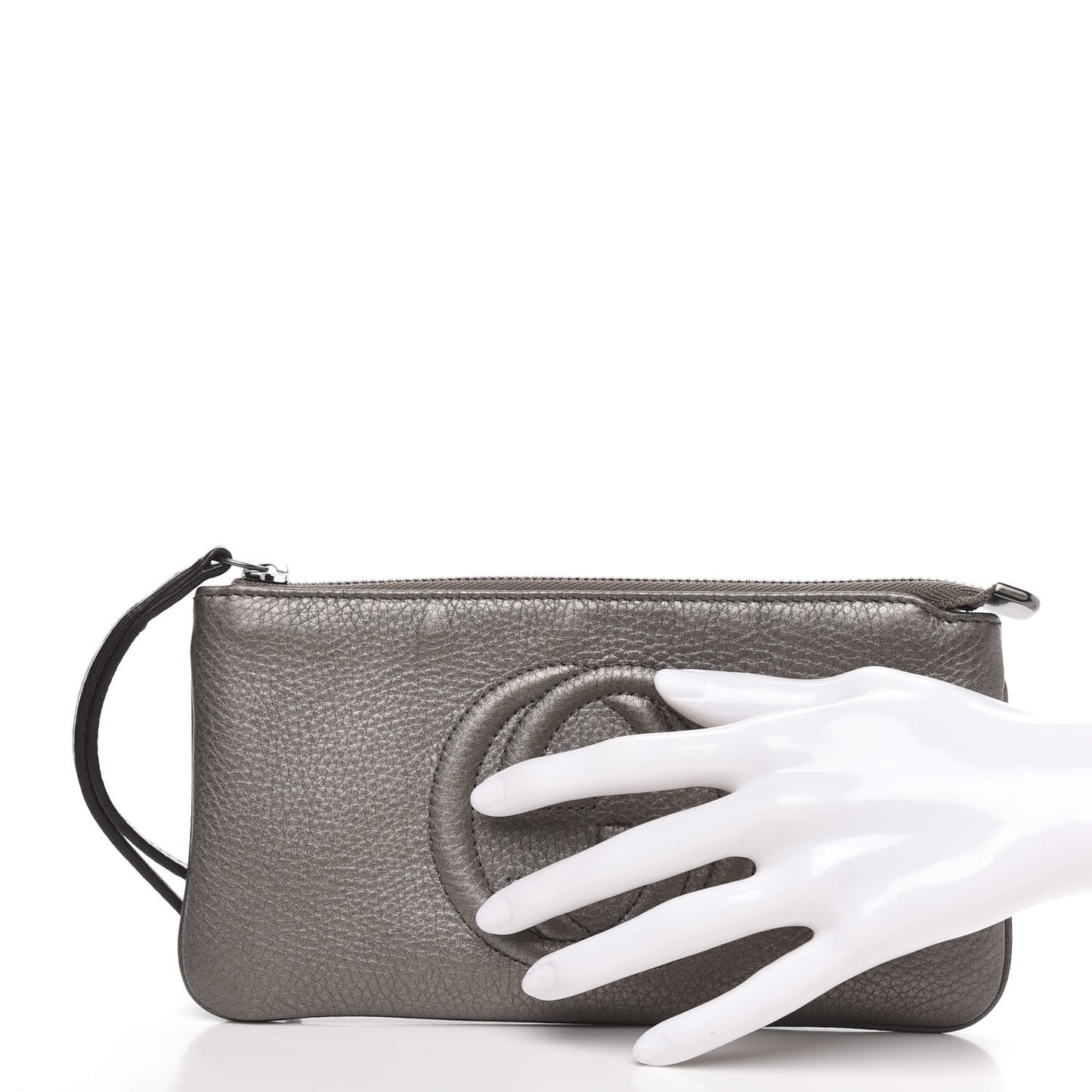 Metallic Pebbled Calfskin Soho Wristlet Sasso