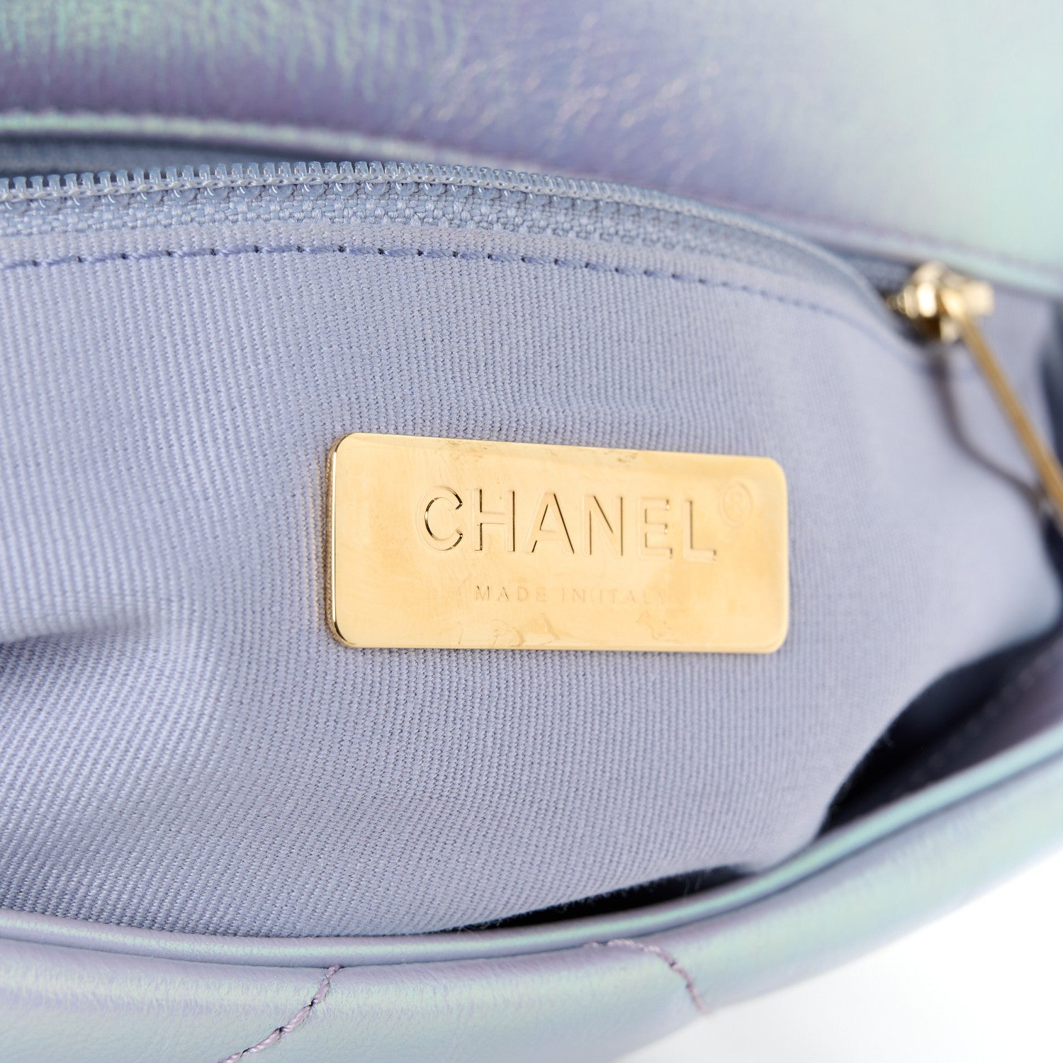 Chanel Iridescent Calfskin Quilted Medium Chanel 19 Flap Light Purple Blue 6 of 11