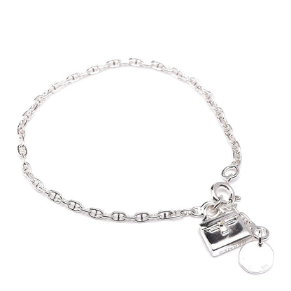 Hermes Sterling Silver Mini Birkin Amulette Bracelet SH 1 of 7