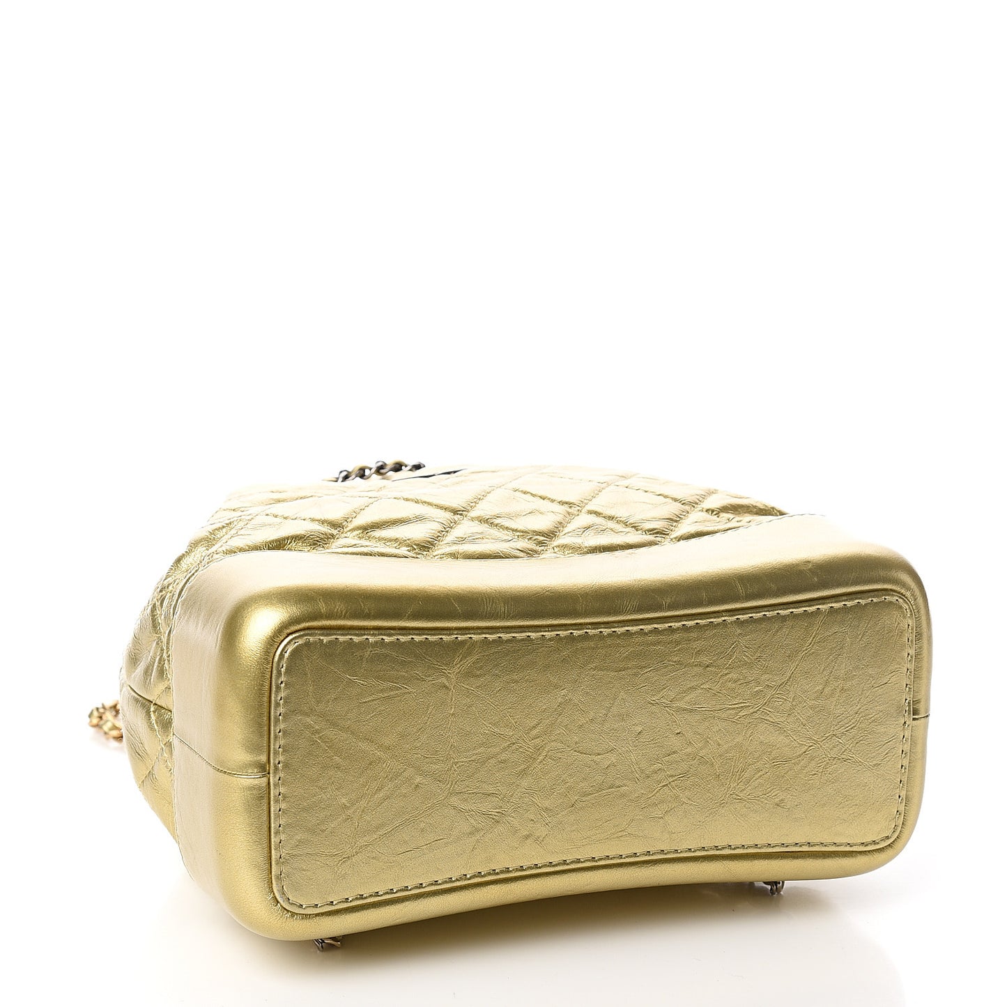 Metallic Lambskin Small Quilted Gabrielle Backpack Gold