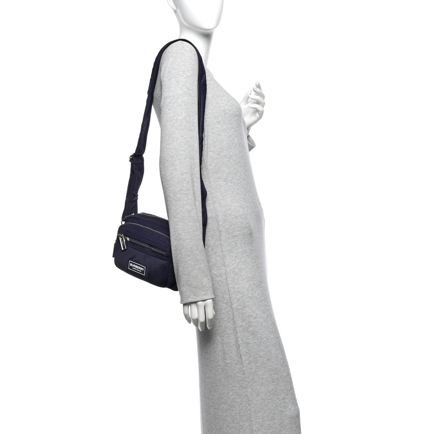 Nylon Warner Camera Crossbody Bag Navy
