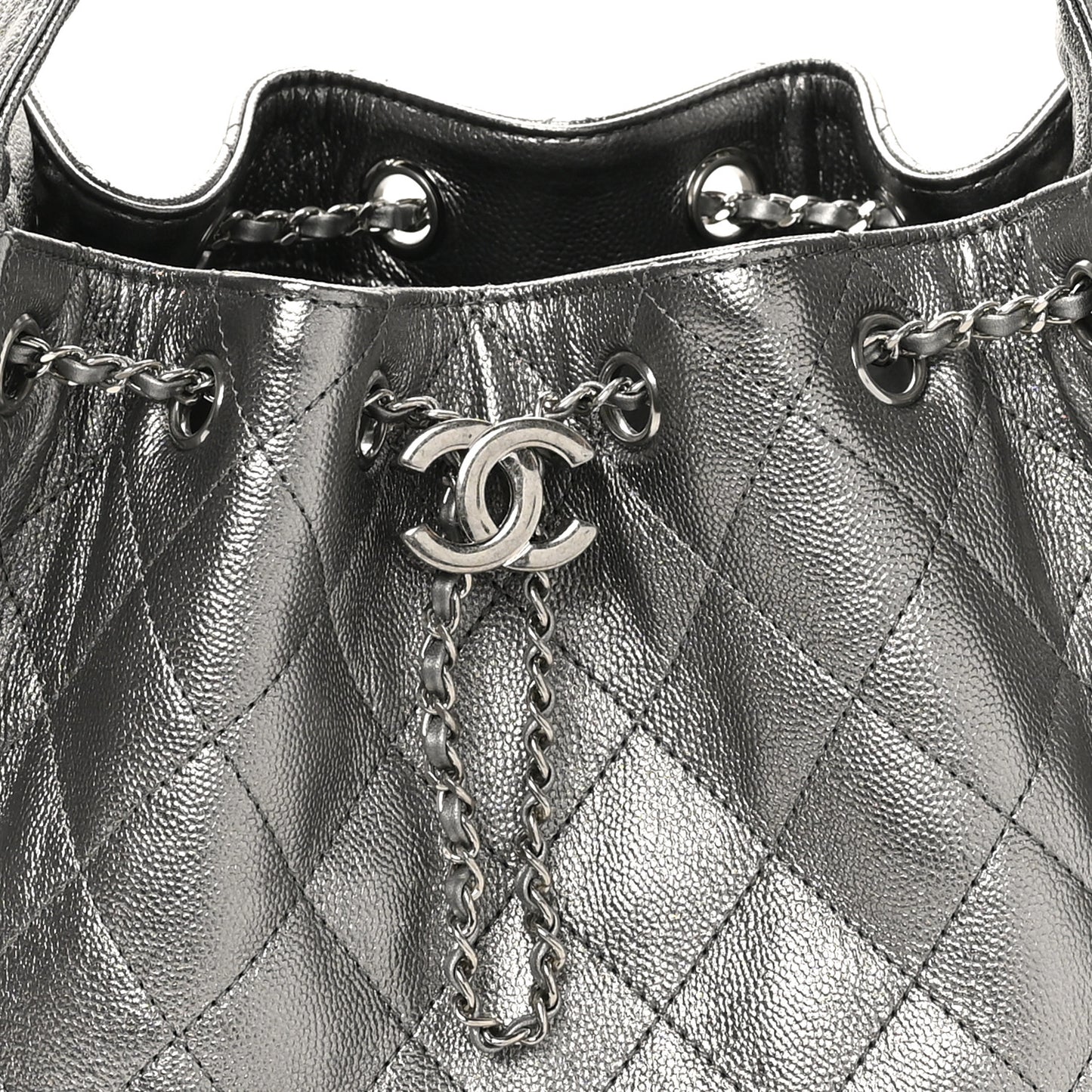 Metallic Caviar Quilted Small Chanel 25 Handbag Anthracite