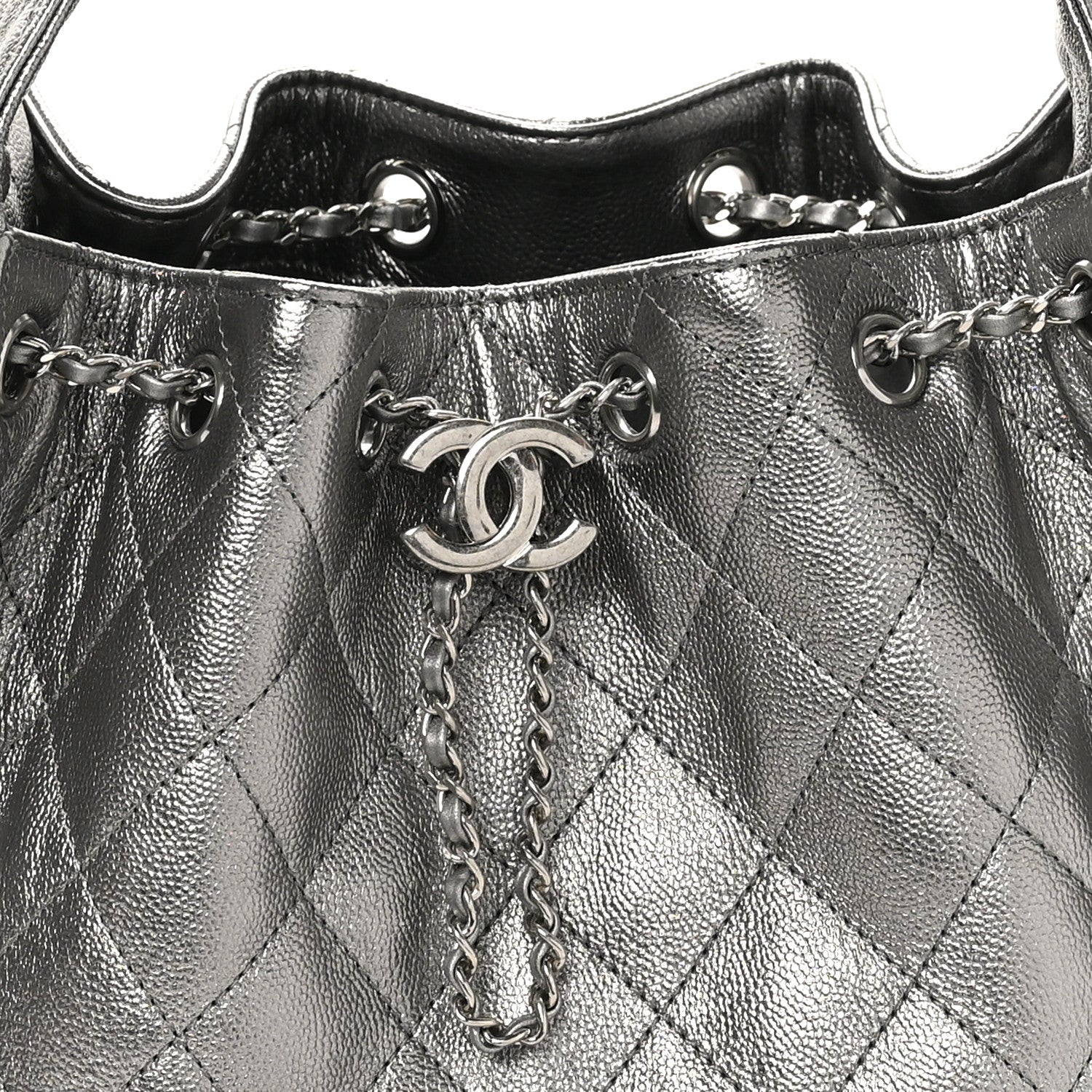 Chanel Metallic Caviar Quilted Small Chanel 25 Handbag Anthracite 14 of 21
