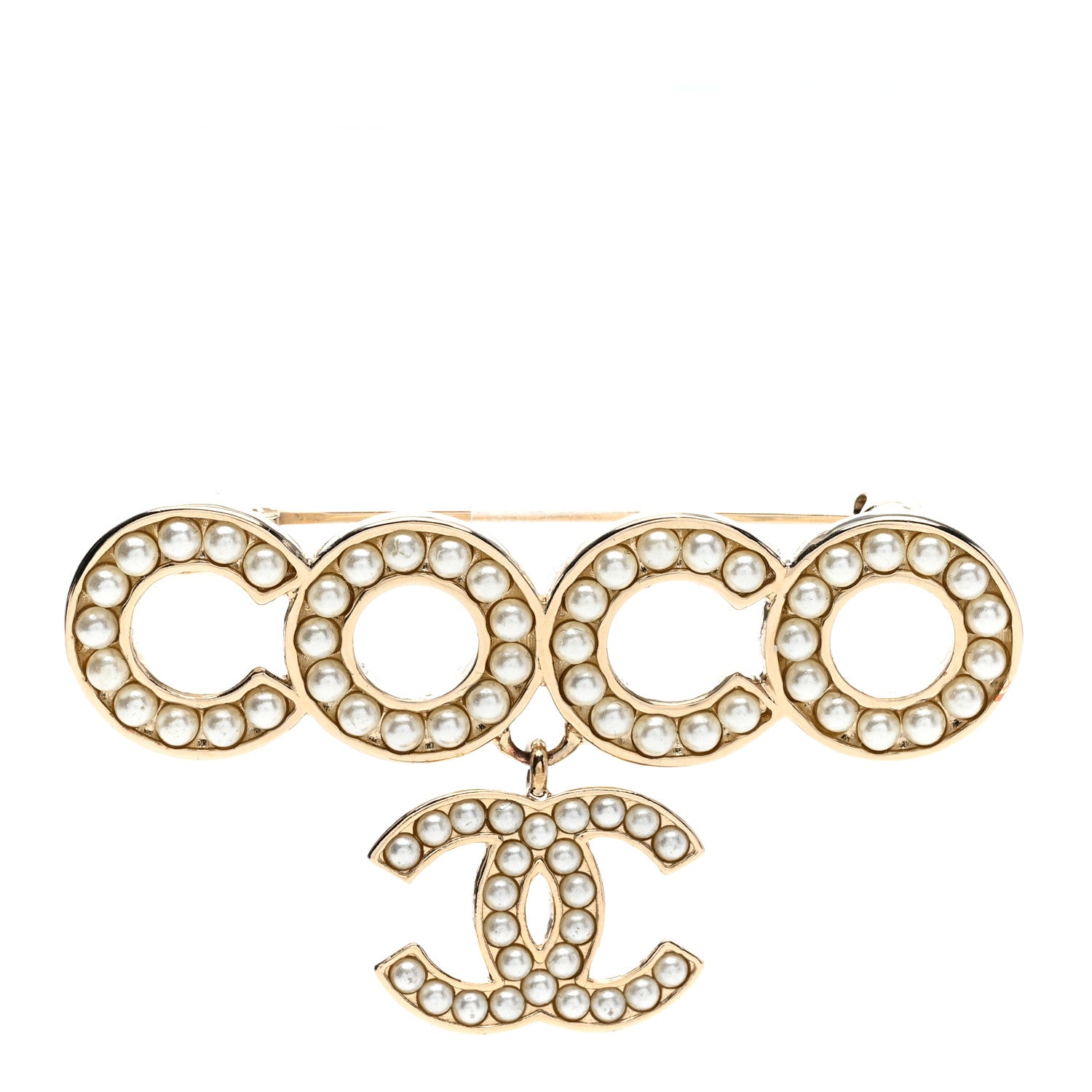 Chanel Pearl Coco Brooch Gold 1 of 4