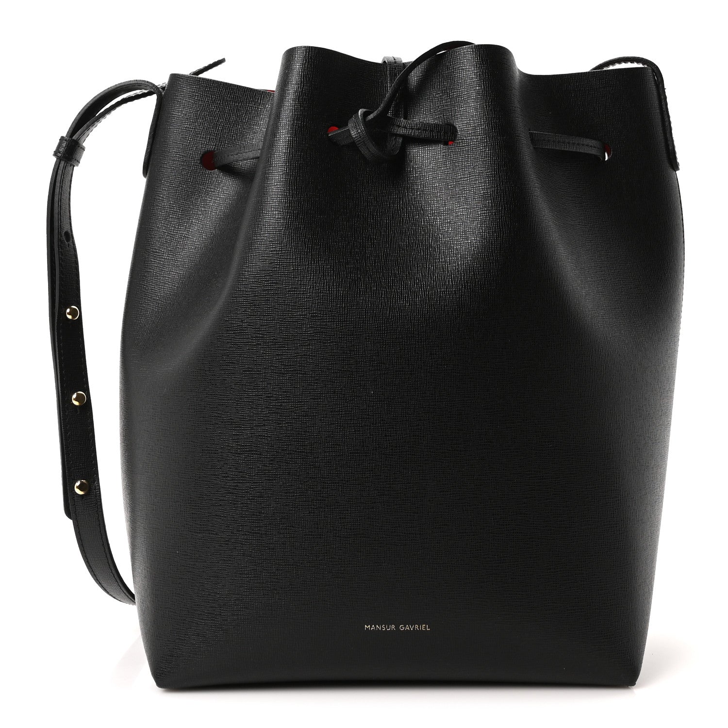 Mansur Gavriel Saffiano Bucket Bag Black Flamma 1 of 11