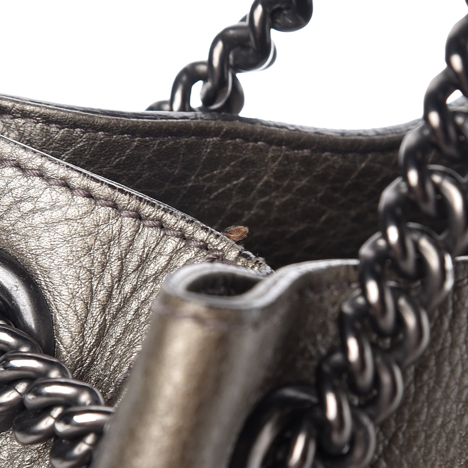 Gucci Metallic Pebbled Calfskin Medium Soho Chain Shoulder Bag Sasso 18 of 22