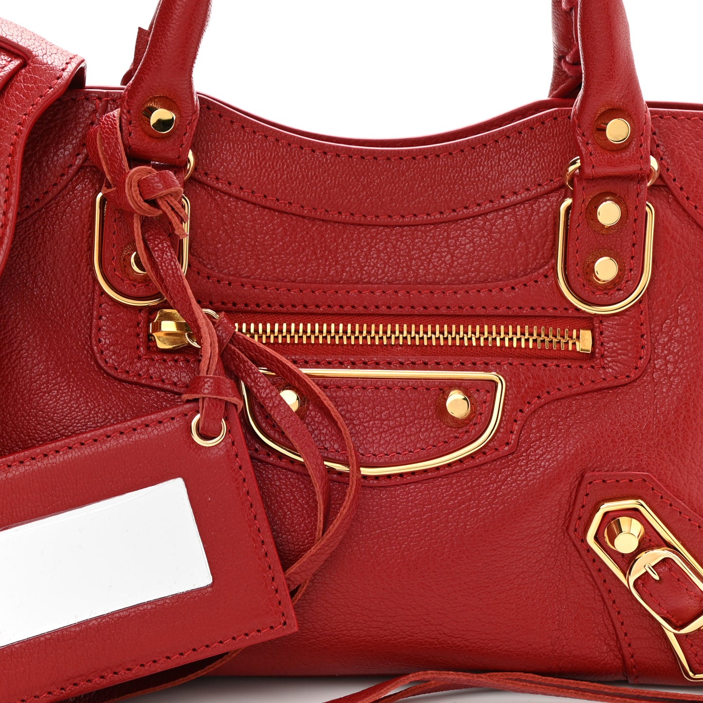 Chevre Gold Metallic Edge Hardware Mini City Rouge Groseille