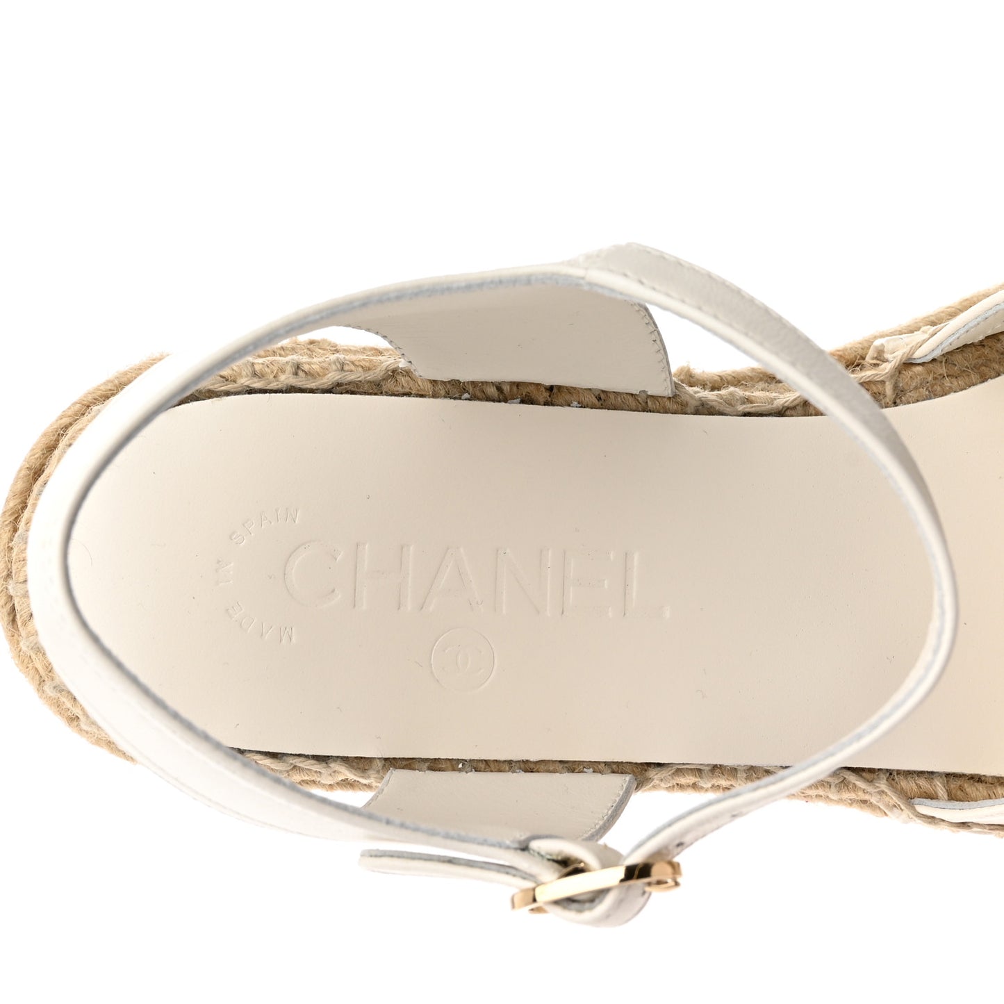 Lambskin Cap Toe CC Espadrille Sandals 39 White Black
