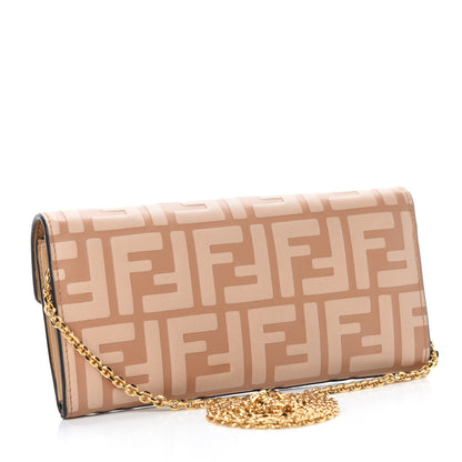 Fendi Vitello Termolagoon F is Fendi FF 1974 Embossed Continental Envelope Wallet On Chain Miele Scuro 3 of 10