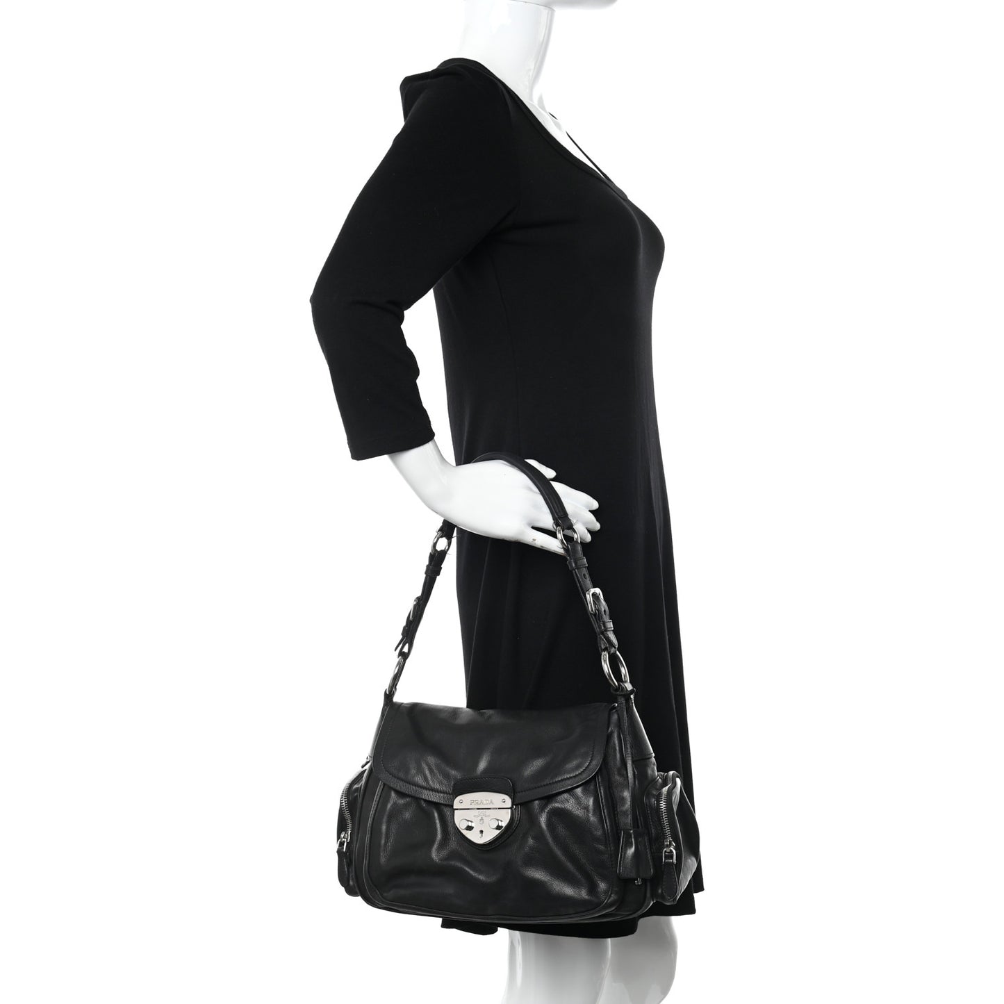 Cervo Antik Easy A Foldover Pushlock Flap Shoulder Bag Black
