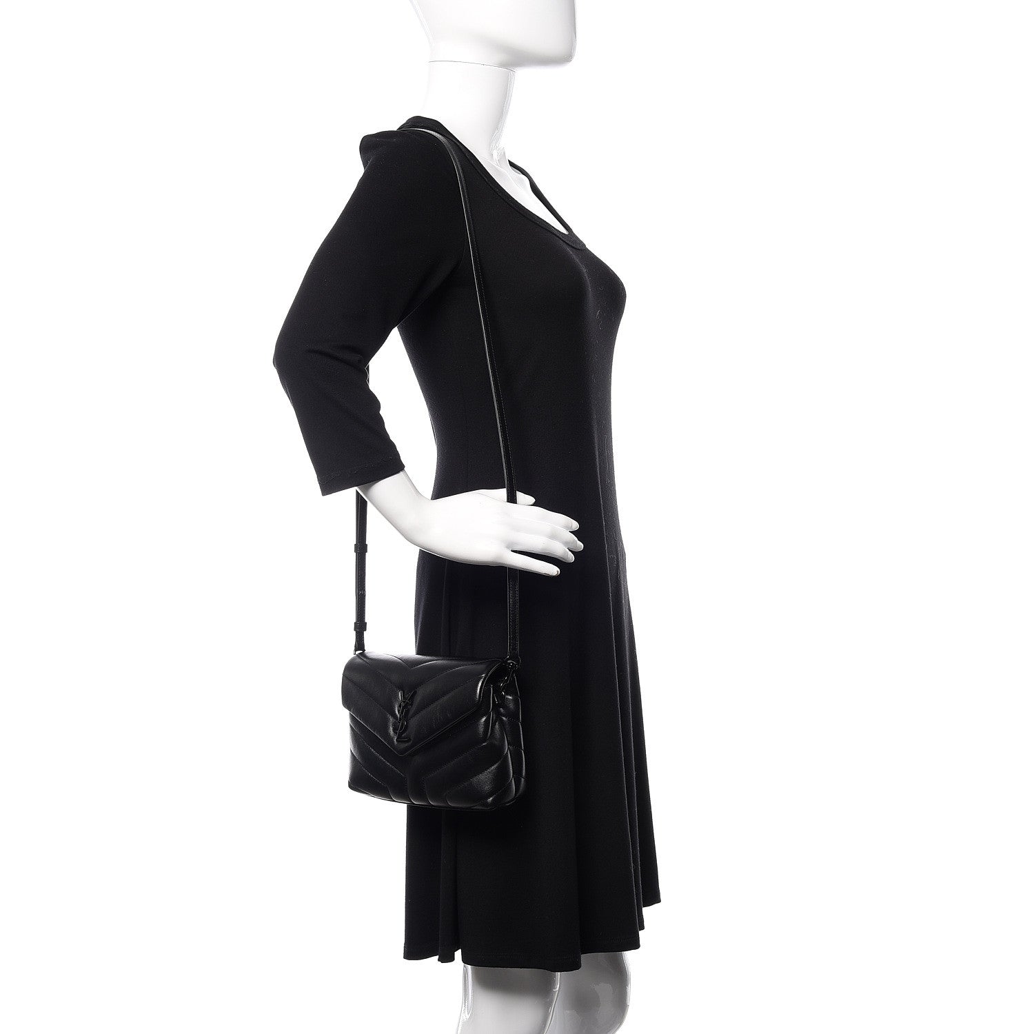 Saint Laurent Calfskin Y Quilted Monogram Toy Loulou Crossbody Bag Black 2 of 11