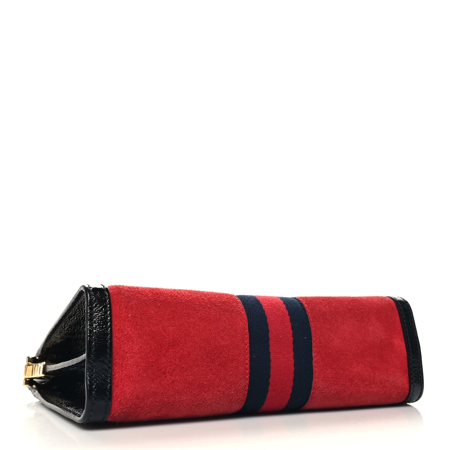 Suede Patent Web Small Ophidia Chain Shoulder Bag Hibiscus Red Black