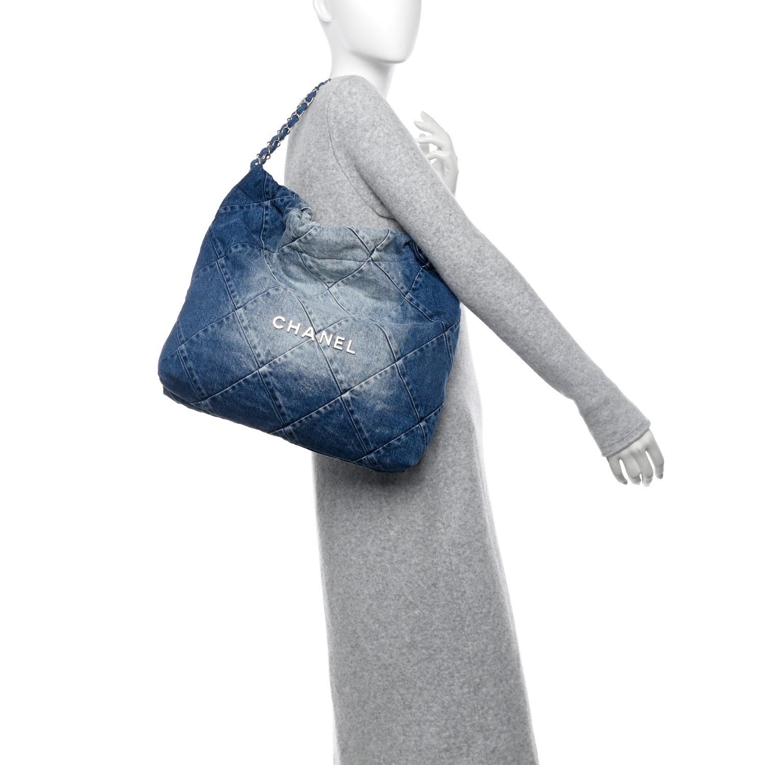 Chanel Denim Quilted Chanel 22 Blue 2 of 12