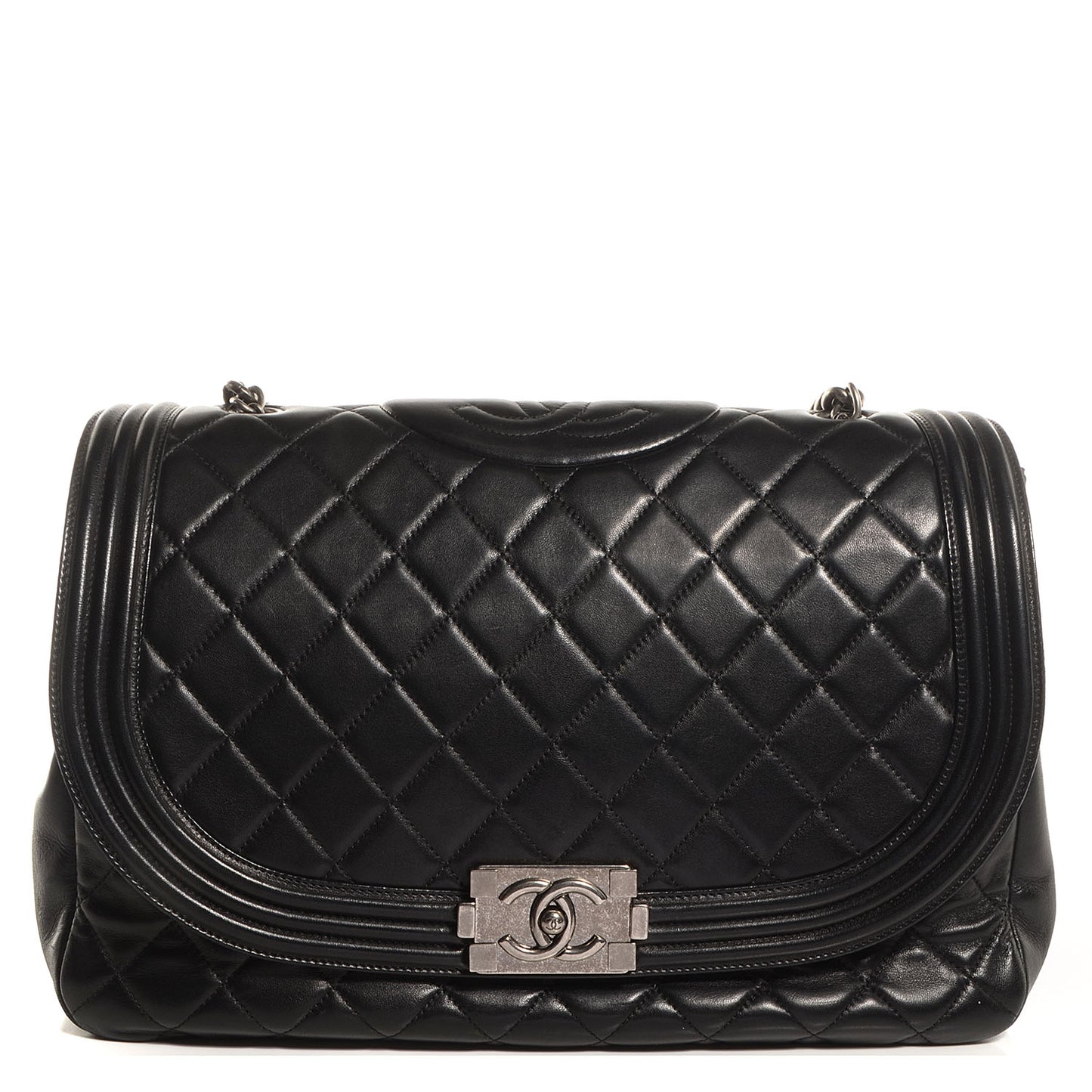 Lambskin Quilted Large Antik Boy Flap Black