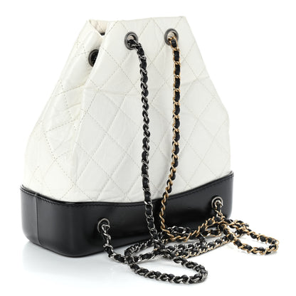 Chanel Aged Calfskin Quilted Small Gabrielle Backpack Black White 3 of 9