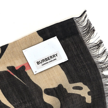 Burberry Wool Silk Gauze Giant Check EKD Scarf Archive Beige Black 4 of 4