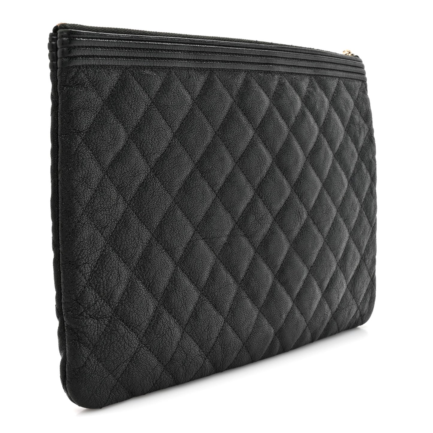 Caviar Quilted Medium Boy Cosmetic Case Black