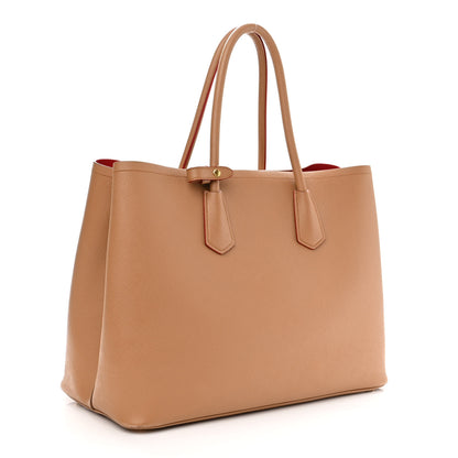 Prada Saffiano Cuir Large Double Bag Caramel Fuoco 2 of 9