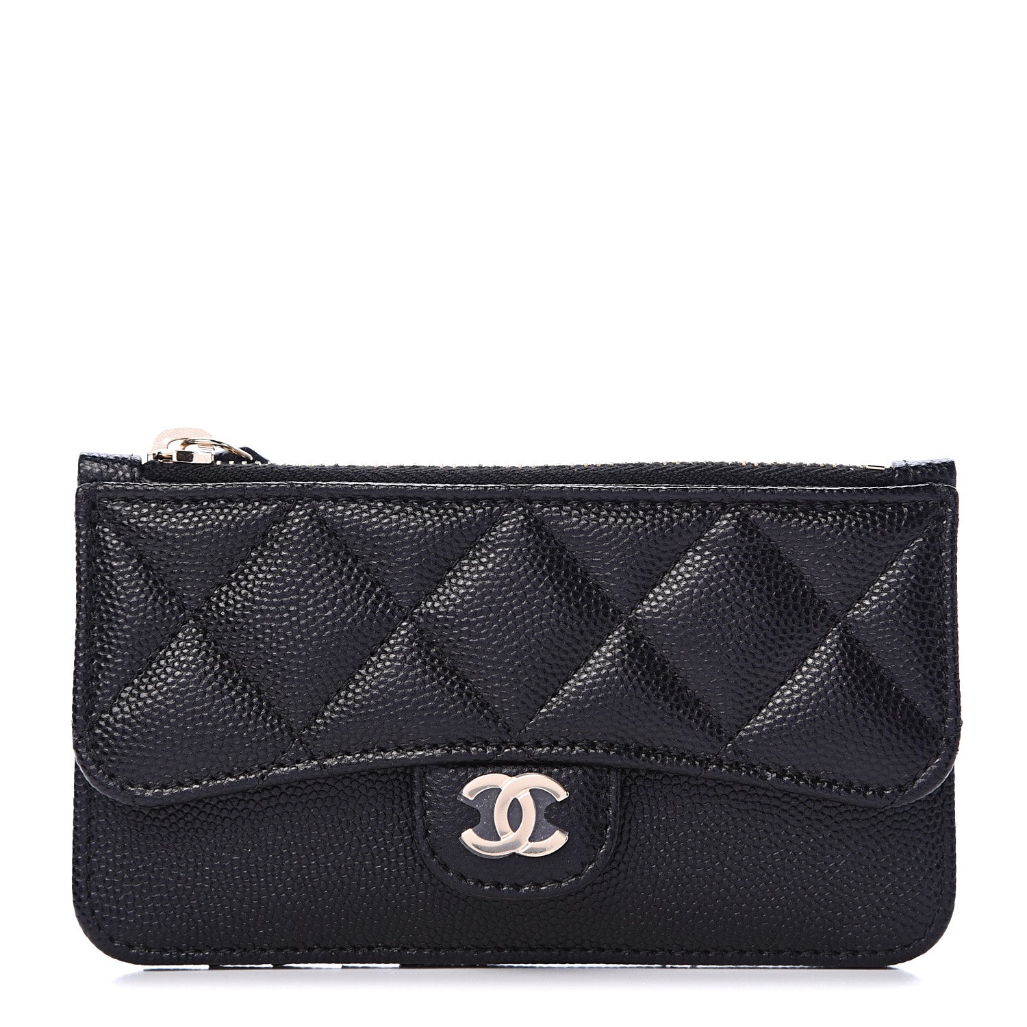 Chanel Caviar Quilted Flap Zip Card Holder Black 1 of 7