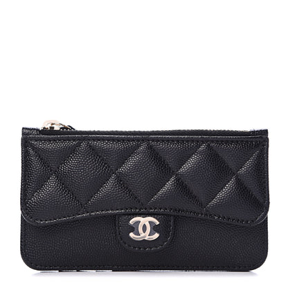 Chanel Caviar Quilted Flap Zip Card Holder Black 1 of 7