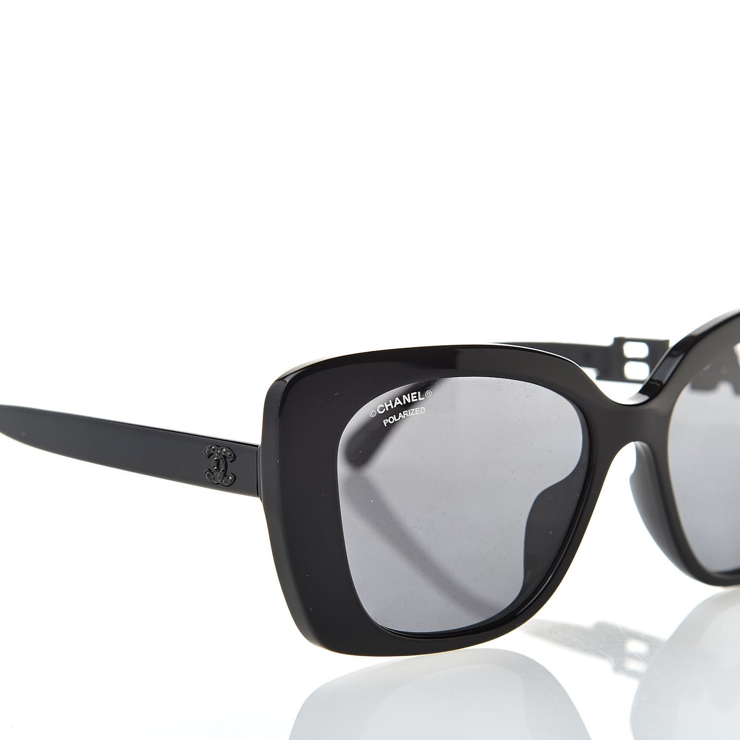 Acetate Strass Polarized Square Sunglasses 5422-B Black