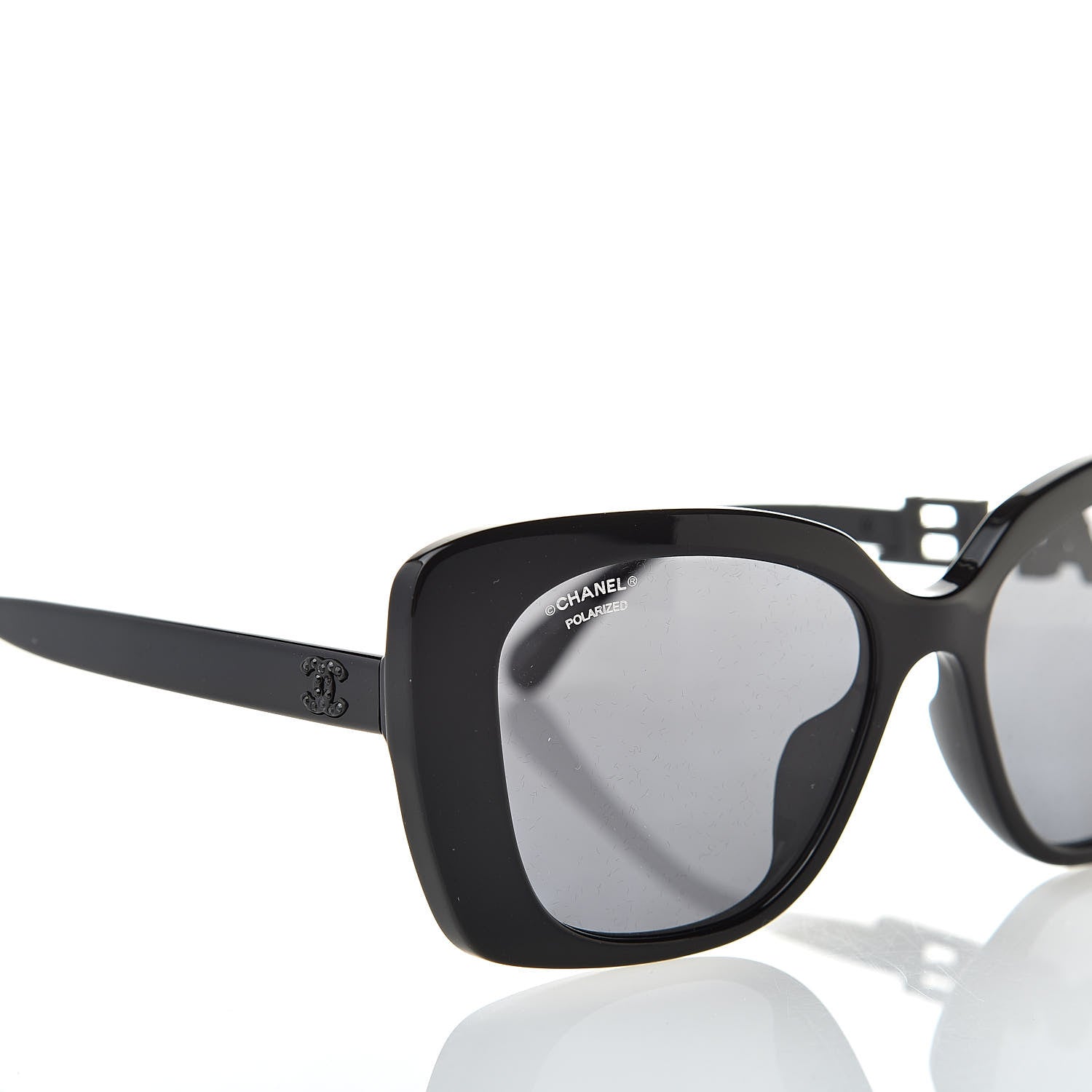 Chanel Acetate Strass Polarized Square Sunglasses 5422-B Black 8 of 9
