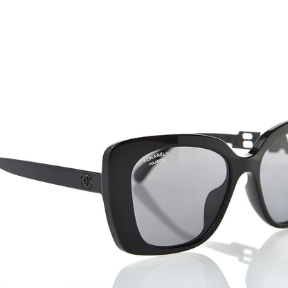 Chanel Acetate Strass Polarized Square Sunglasses 5422-B Black 8 of 9