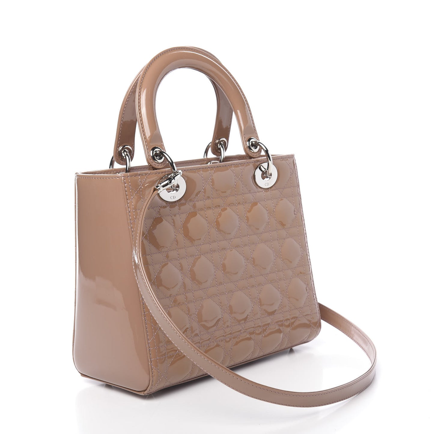 Patent Cannage Medium Lady Dior Brown