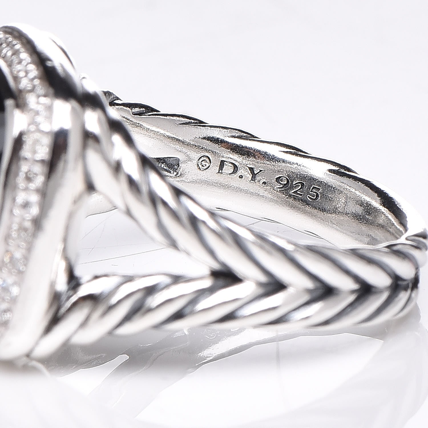 David Yurman Sterling Silver Diamond Hematite 11mm Albion Ring 52 6 5 of 6