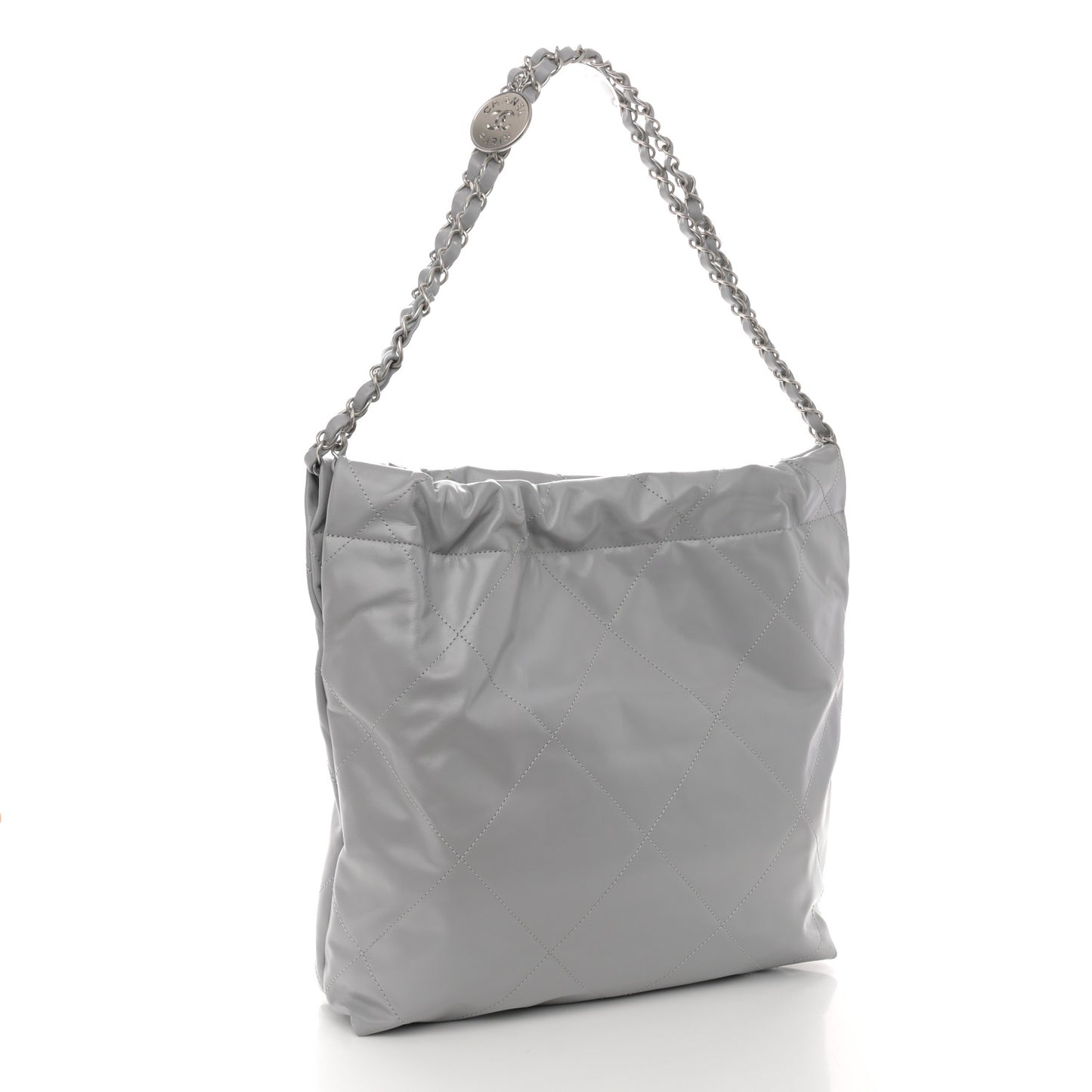 Shiny Calfskin Quilted Small Chanel 22 Grey