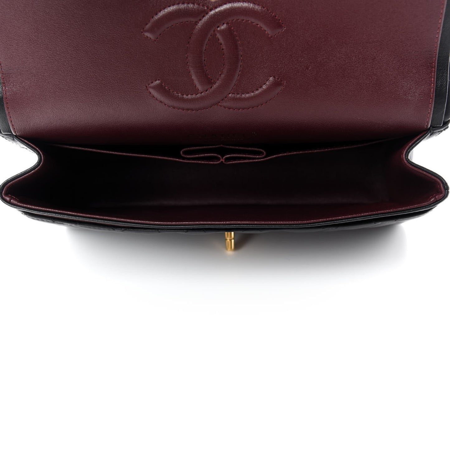 Lambskin Quilted Medium Double Flap Black
