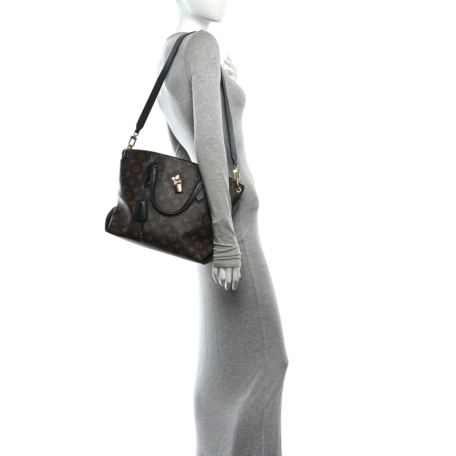 Louis Vuitton Monogram Flower Zipped Tote MM Black 2 of 9