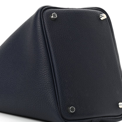 Hermes Taurillon Clemence Eclat Picotin Lock 18 PM Bleu Nuit Bleu Zellige 9 of 11