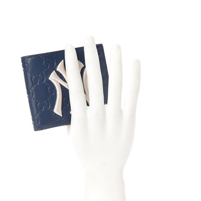 Gucci X MLB Guccissima Signature NY Yankees Embroidered Bi-Fold Wallet Royale Ivory 2 of 9