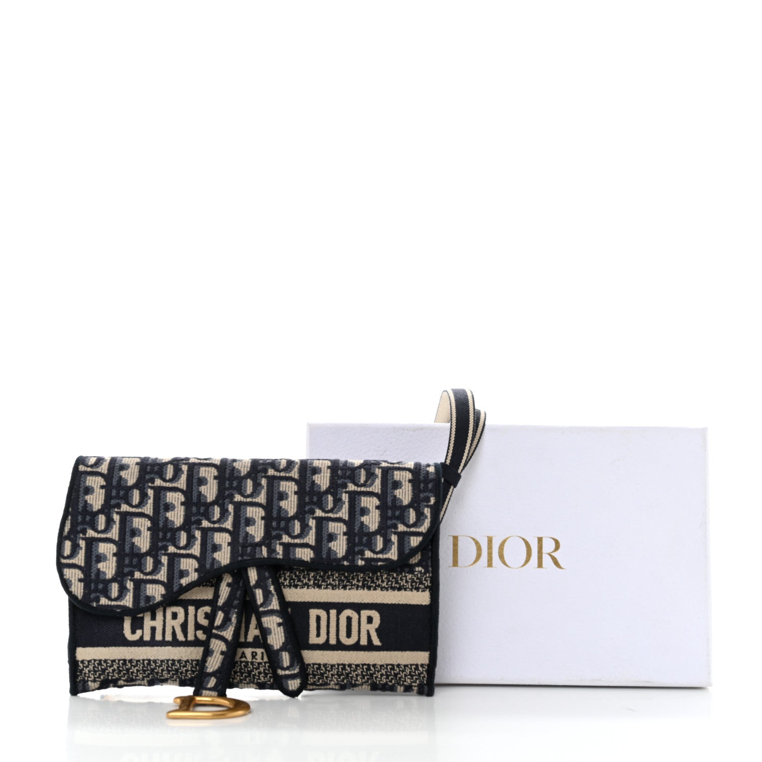 Christian Dior Oblique Slim Saddle Pouch Blue 12 of 12