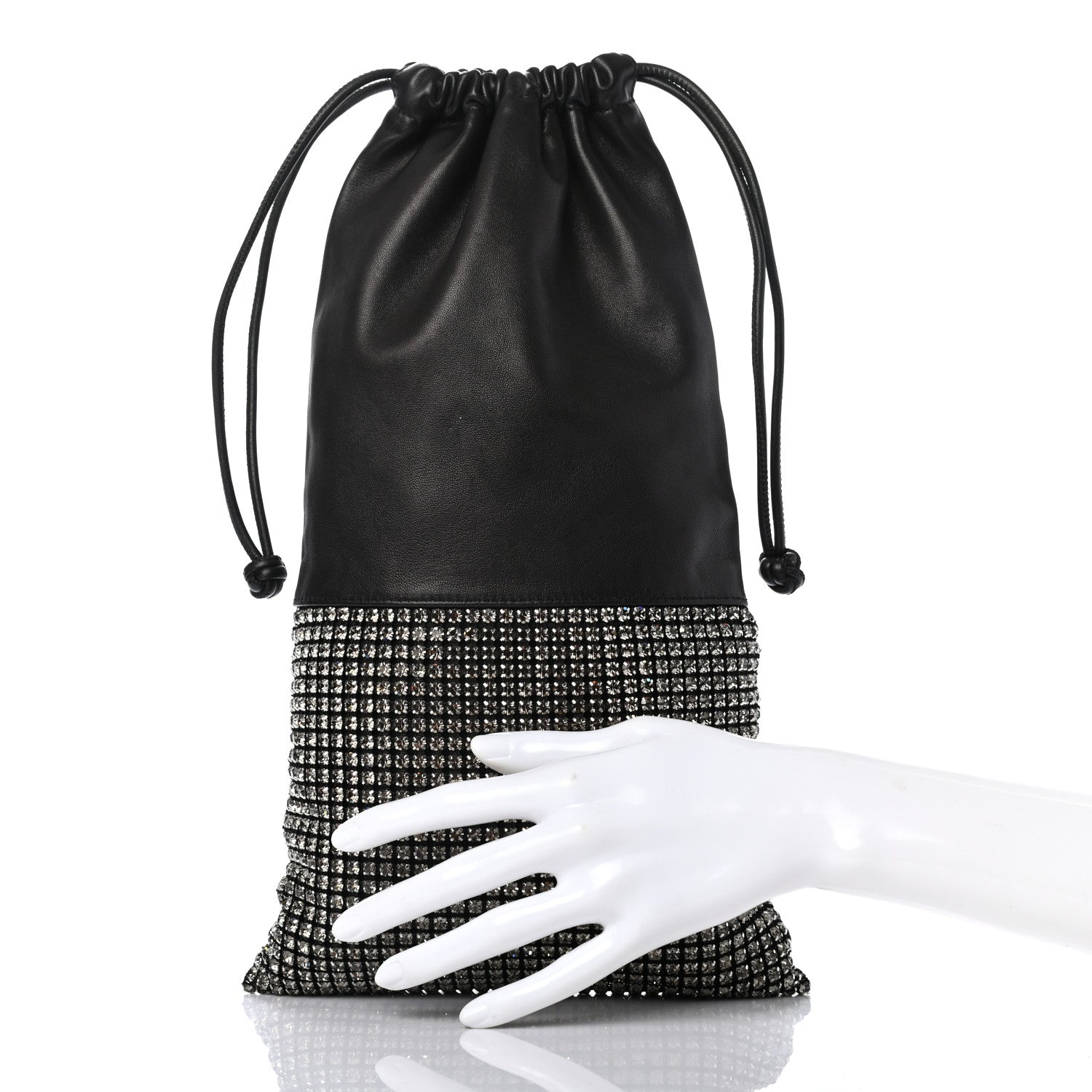 Alexander Wang Lambskin Crystal Rhinestone Ryan Dustbag Pouch Black 2 of 6