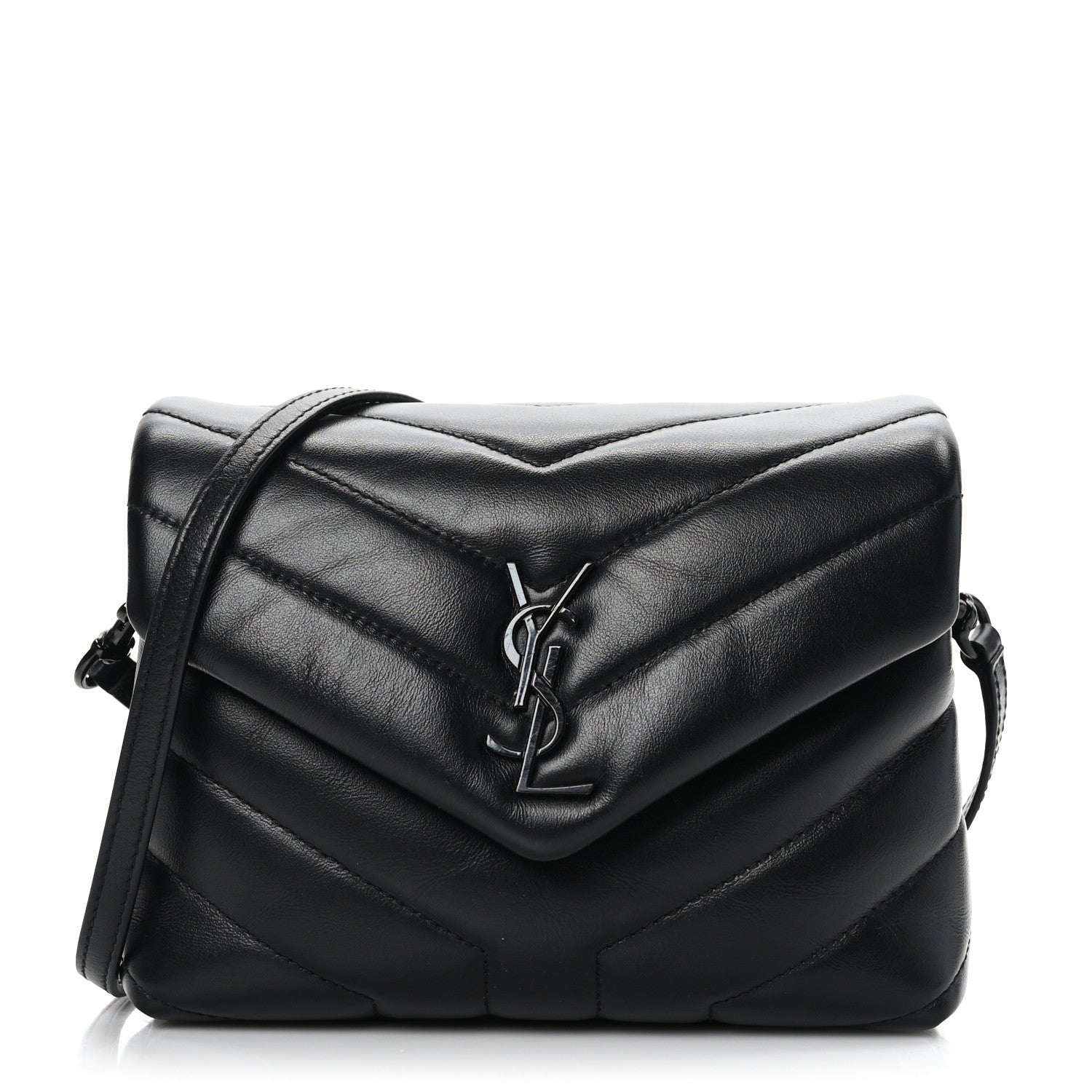 Saint Laurent Calfskin Y Quilted Monogram Monochrome Toy Loulou Crossbody Bag Black 1 of 9