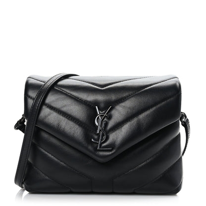 Saint Laurent Calfskin Y Quilted Monogram Monochrome Toy Loulou Crossbody Bag Black 1 of 9