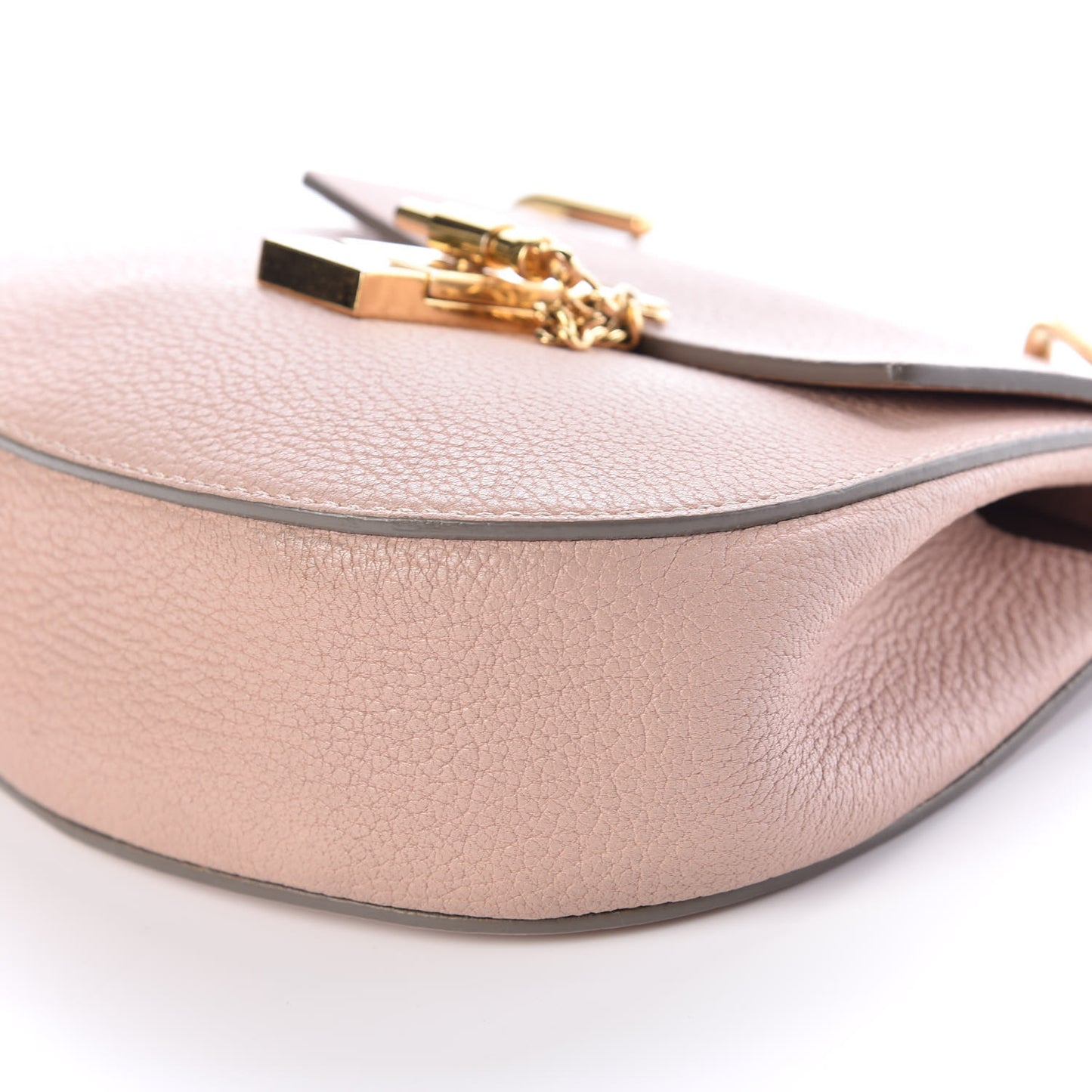 Grained Lambskin Mini Drew Shoulder Bag Cement Pink