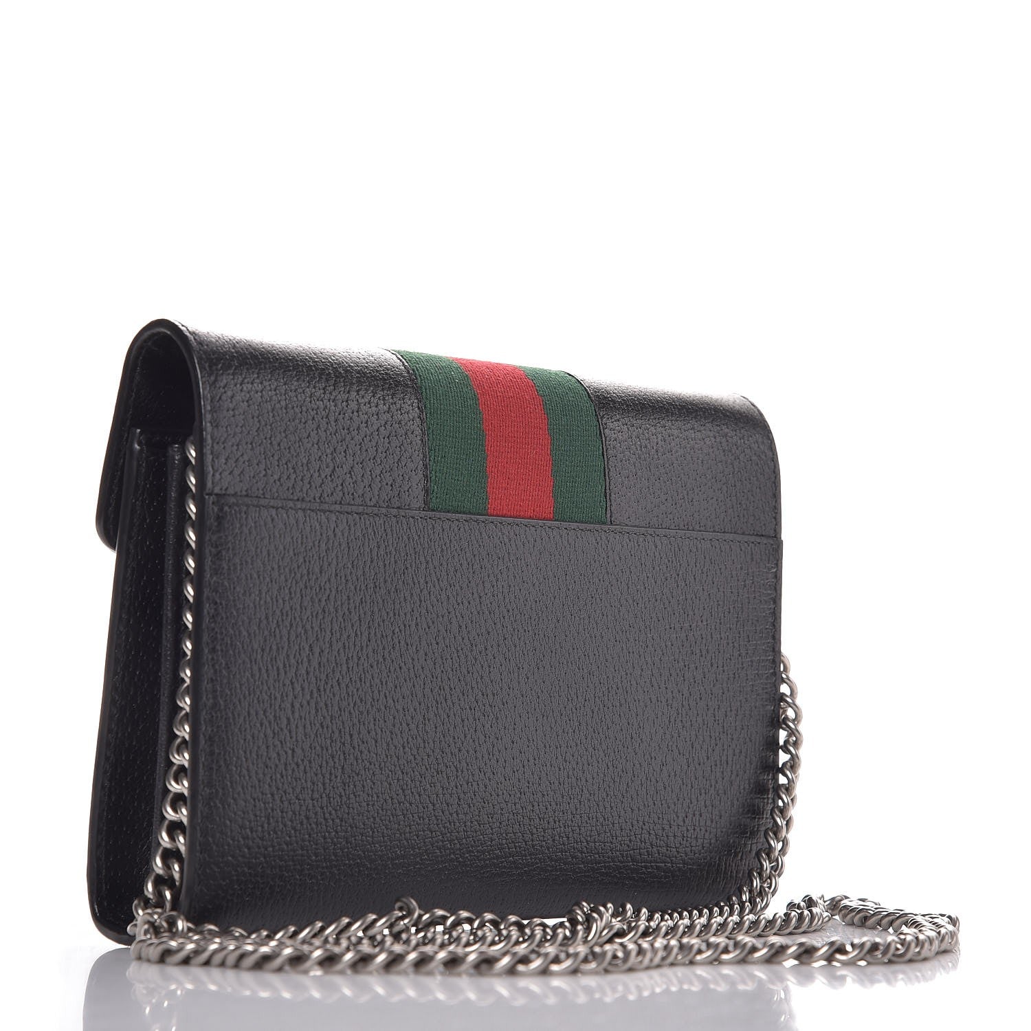 Gucci Calfskin Web Mini Dionysus Chain Wallet Black 3 of 8